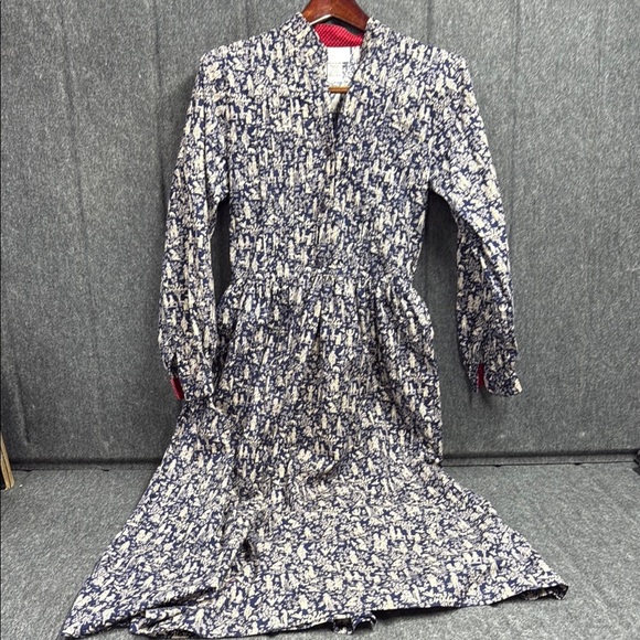 Source Unknown Blue and Cream Long Sleeve Dress - Picture 1 of 6